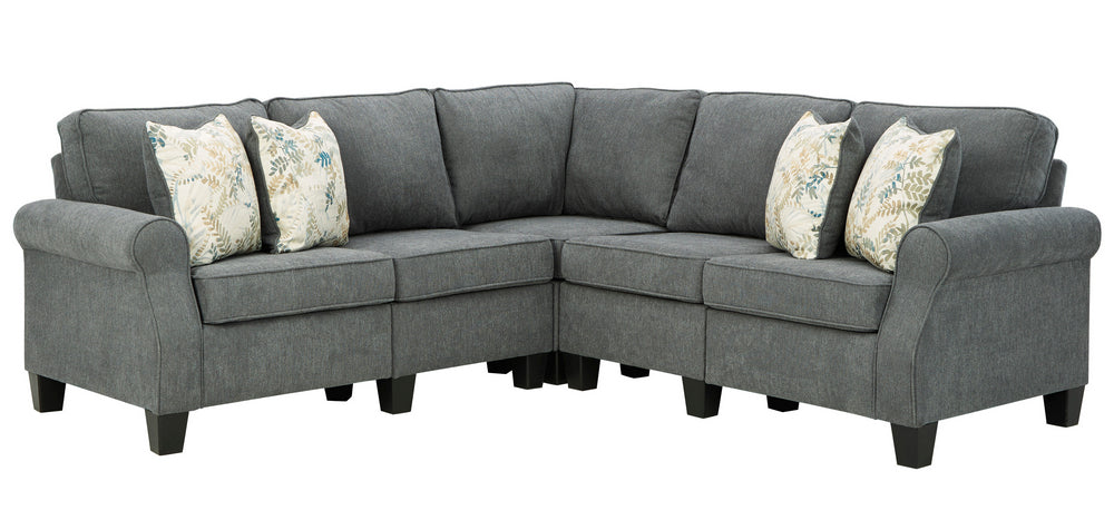 Alessio 4-Pc Charcoal Fabric Sectional Sofa