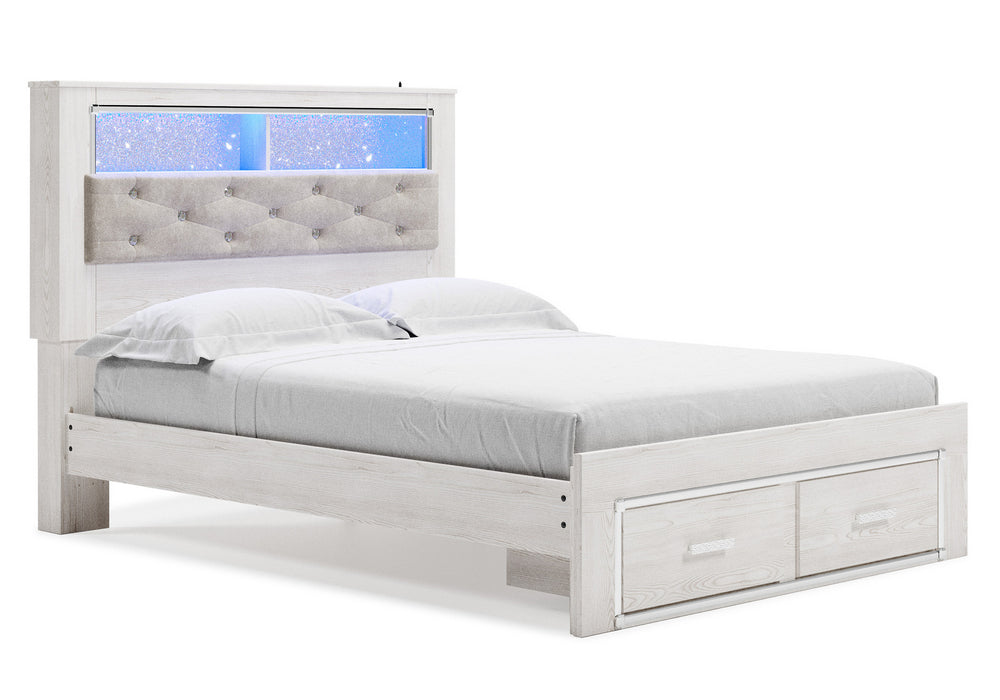 Altyra White Queen Bookcase Storage Bed Aetna Stores