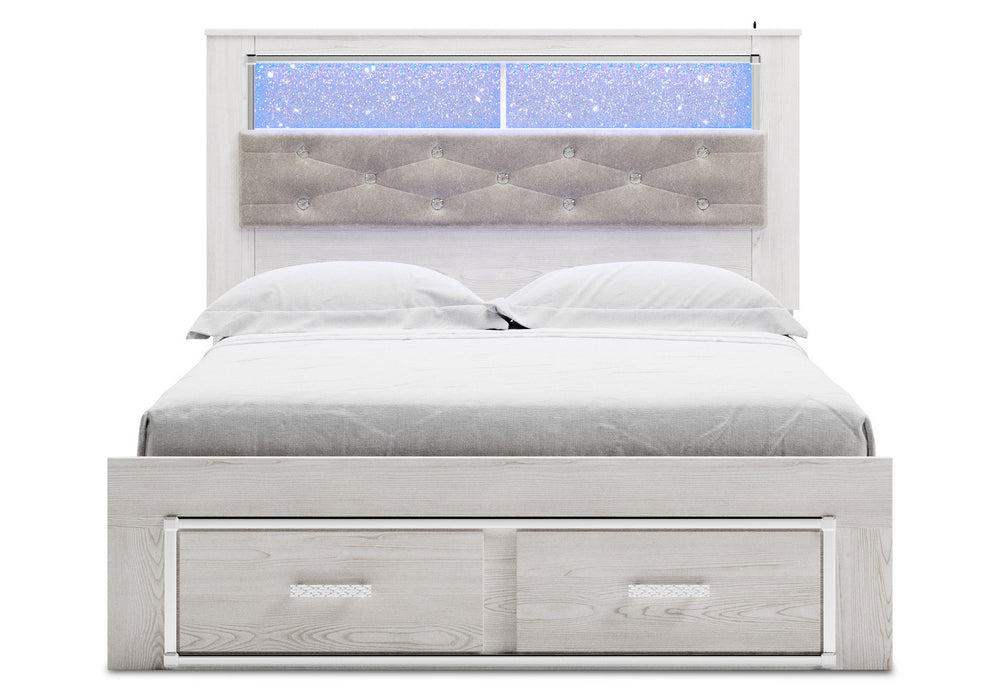 Altyra White Queen Bookcase Storage Bed Aetna Stores