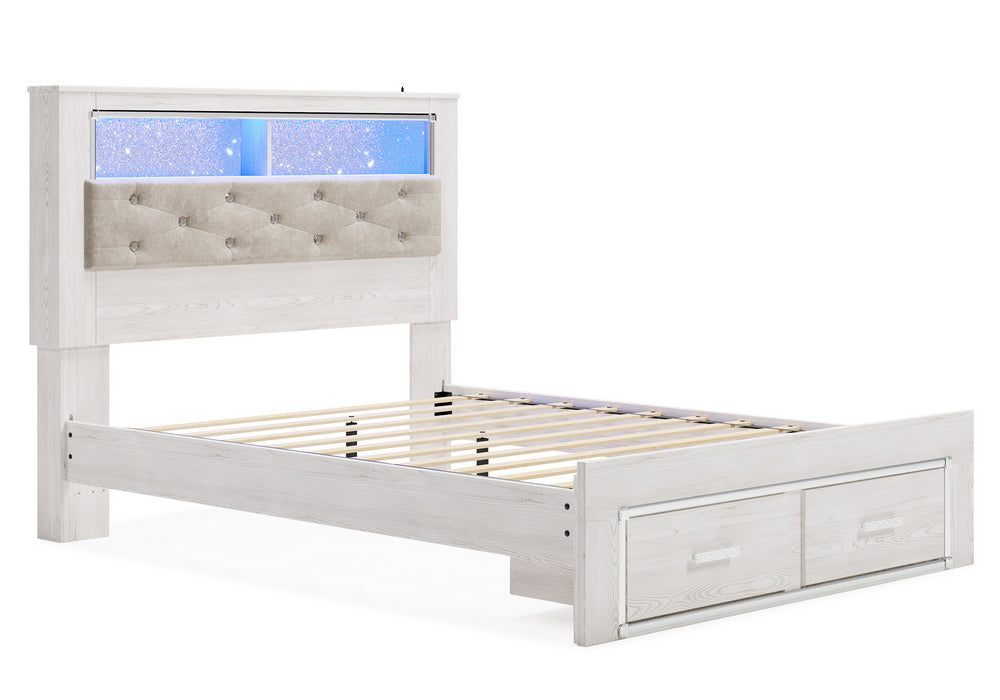 Altyra White Queen Bookcase Storage Bed Aetna Stores