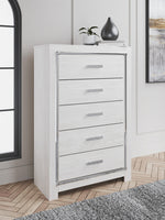 Altyra White Wood 5-Drawer Chest