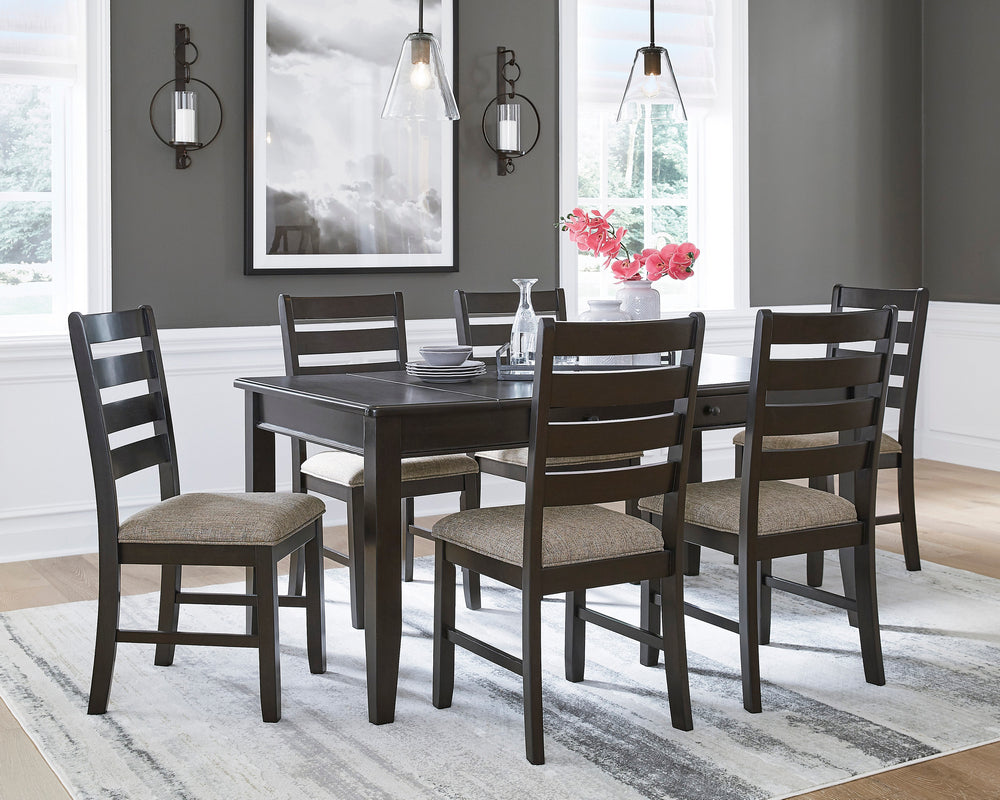 Ambenrock 7-Pc Almost Black Wood Dining Table Set