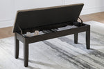 Ambenrock Light Brown Fabric/Black Wood Dining Storage Bench