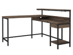 Arlenbry Gray Wood/Black Metal L-Desk