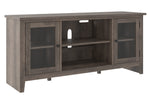 Arlenbry Gray Wood LG TV Stand with Fireplace Insert