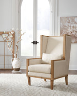 Avila Linen Fabric/Wood Accent Chair