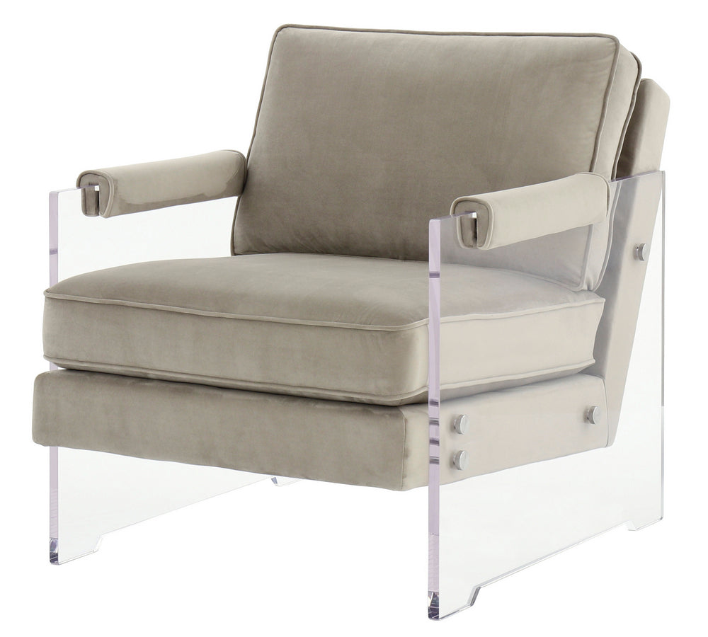 Avonley Taupe Velvet/Acrylic Accent Chair