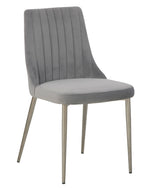 Barchoni 2 Gray Velvet/Gold Metal Side Chairs