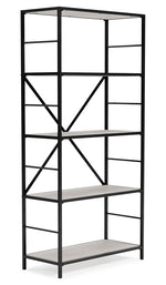 Bayflynn Whitewash Wood/Gunmetal Metal 5-Shelf Bookcase