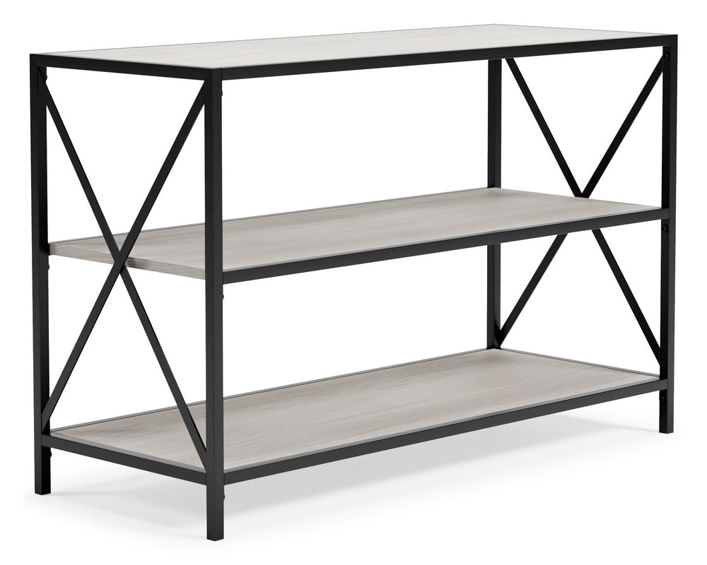 Bayflynn Whitewash Wood/Gunmetal Metal 3-Shelf Bookcase