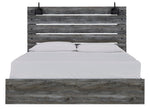 Baystorm Gray Wood King Panel Bed with Sconces