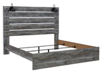 Baystorm Gray Wood King Panel Bed with Sconces