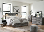 Baystorm Gray Wood King Panel Bed with Sconces