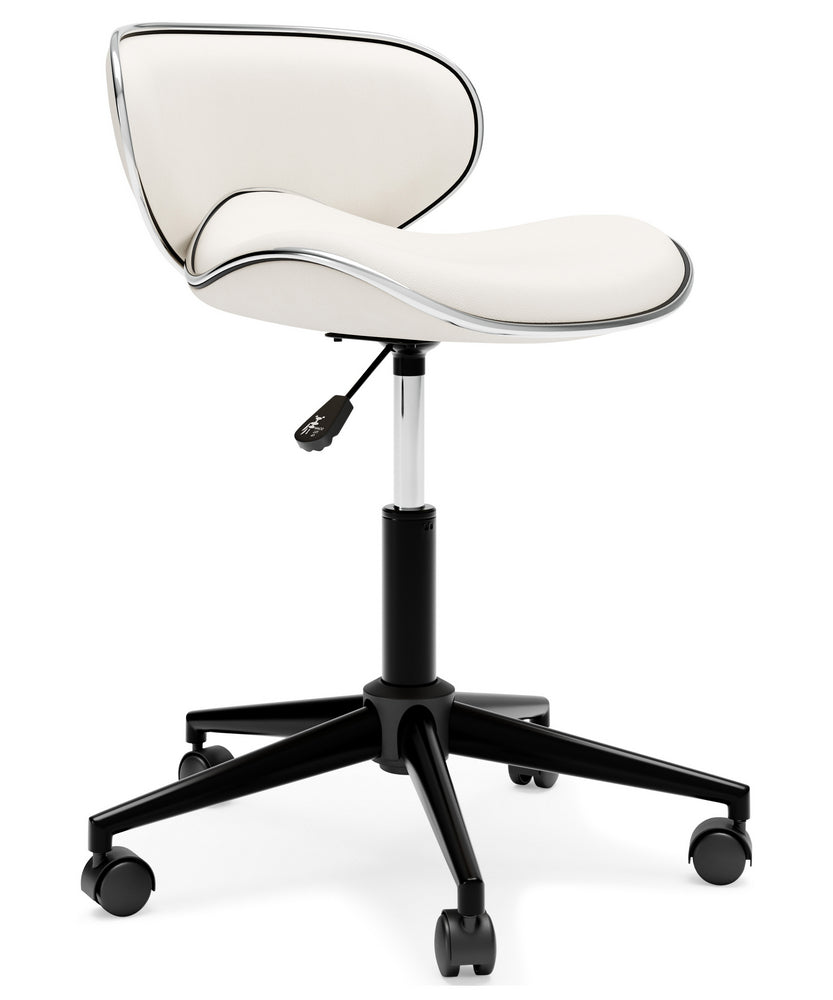 Beauenali White Faux Leather Home Office Chair