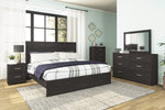 Belachime Black Wood 2-Drawer Nightstand