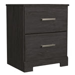 Belachime Black Wood 2-Drawer Nightstand