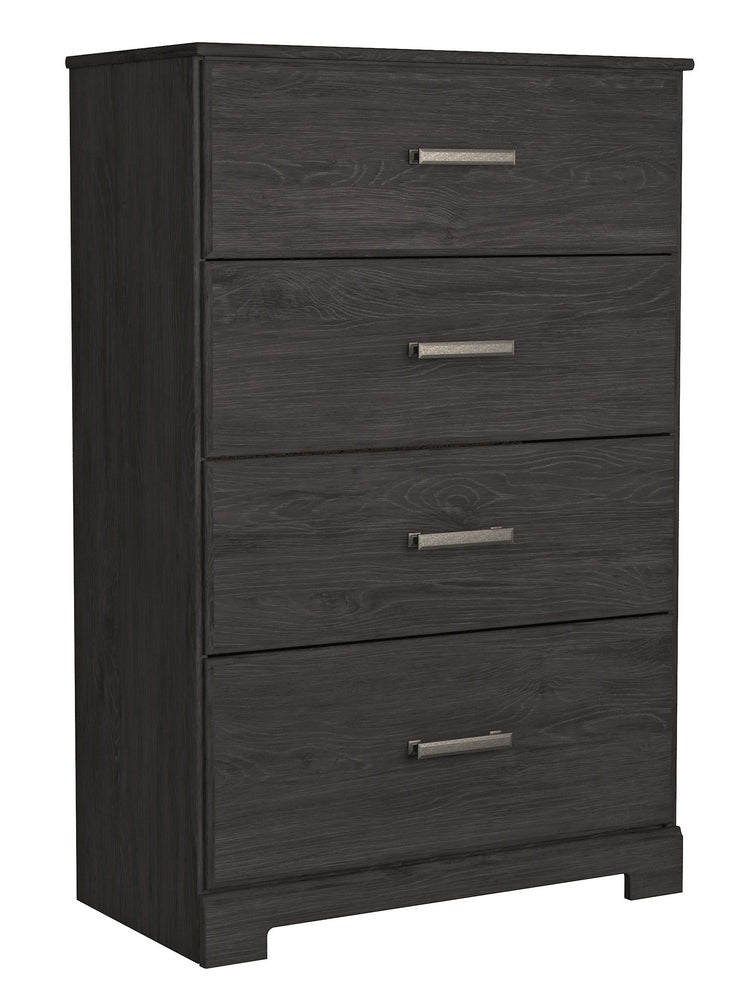 Belachime Black Wood 4-Drawer Chest