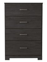 Belachime Black Wood 4-Drawer Chest