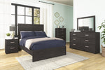 Belachime Black Wood Full Panel Bed