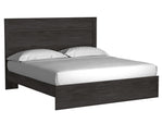 Belachime Black Wood King Panel Bed