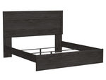 Belachime Black Wood King Panel Bed