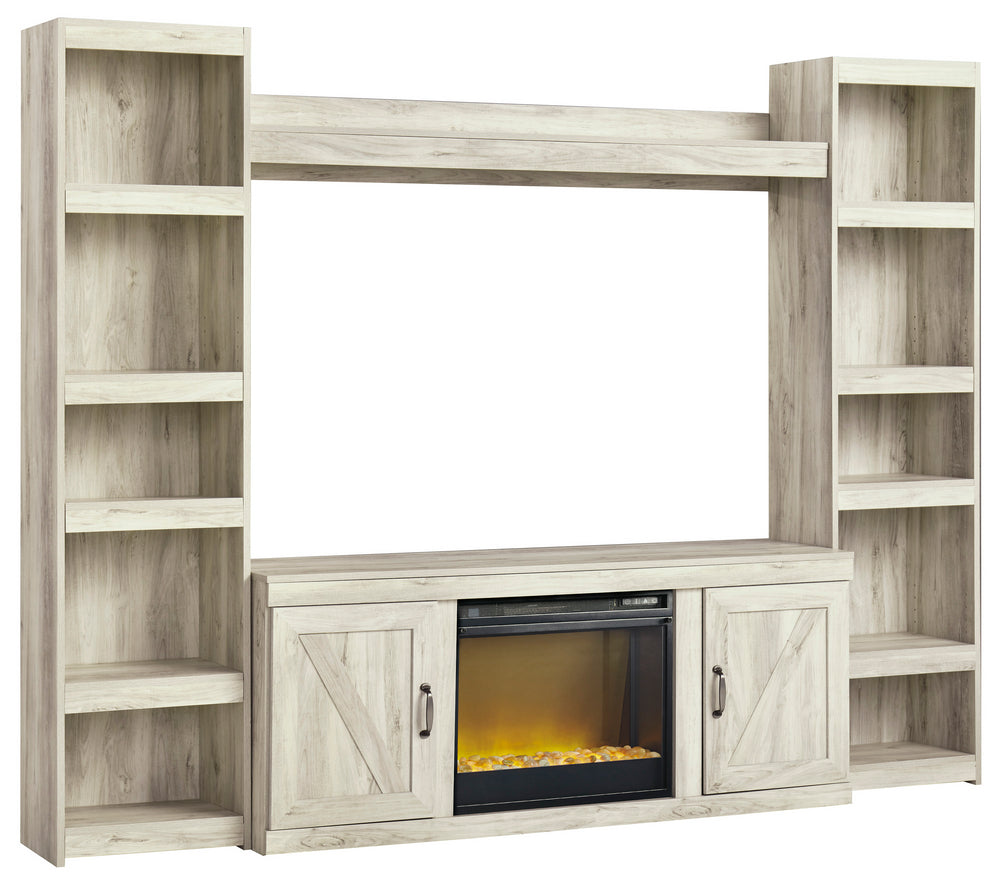 Bellaby Whitewash Wood Entertainment Center Fireplace Insert