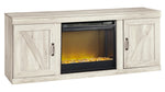 Bellaby Whitewash Wood LG TV Stand with Fireplace Insert