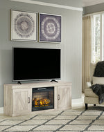 Bellaby Whitewash Wood LG TV Stand with Infrared Fireplace Insert