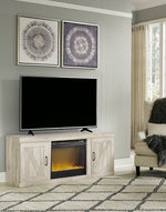 Bellaby Whitewash Wood LG TV Stand with Fireplace Insert