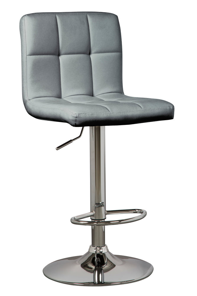 Bellatier 2 Gray Faux Leather/Chrome Metal Tall Swivel Bar Stools