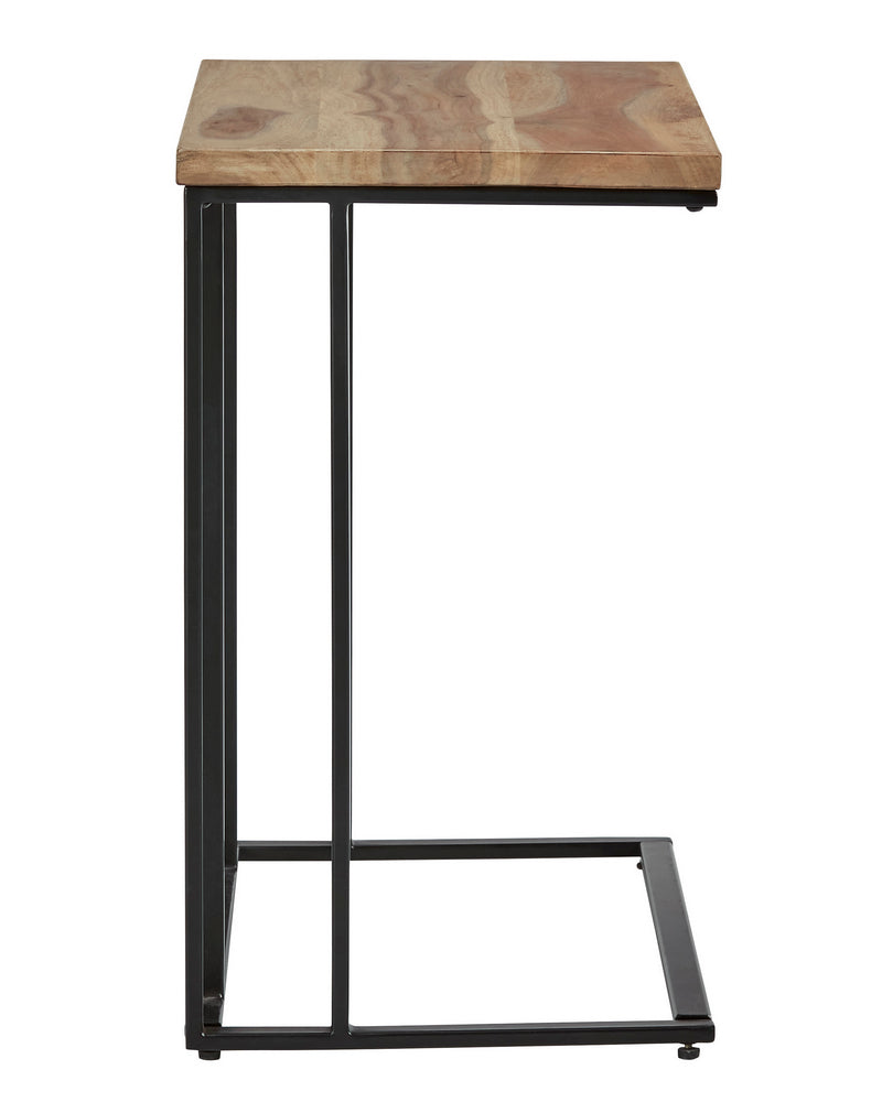 Bellwick Natural Wood/Black Metal Chairside End Table