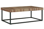 Bellwick Natural Wood/Black Metal Coffee Table