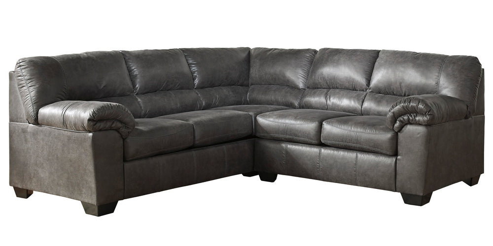 Bladen 2-Pc Slate Faux Leather Sectional with LAF Sofa (Oversized)