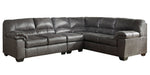 Bladen 3-Pc Slate Faux Leather Sectional with RAF Sofa (Oversized)