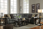 Bladen 3-Pc Slate Faux Leather Sectional with RAF Sofa (Oversized)