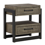 Brennagan Gray Wood 2-Drawer Nightstand