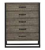 Brennagan Gray Wood 5-Drawer Chest