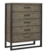 Brennagan Gray Wood 5-Drawer Chest