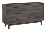 Brymont Dark Gray Wood 6-Drawer Dresser