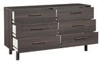 Brymont Dark Gray Wood 6-Drawer Dresser