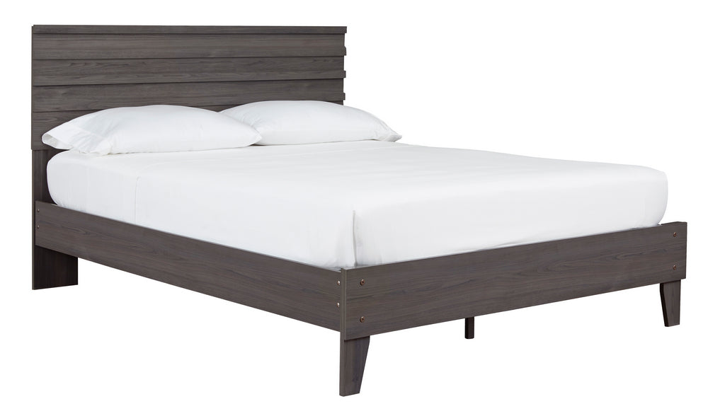 Brymont Dark Gray Wood Queen Platform Bed with Headboard