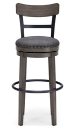 Caitbrook Gray Wood Tall Swivel Bar Stool