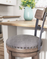 Caitbrook Gray Wood Tall Swivel Bar Stool