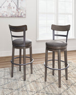 Caitbrook Gray Wood Tall Swivel Bar Stool