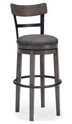 Caitbrook Gray Wood Tall Swivel Bar Stool