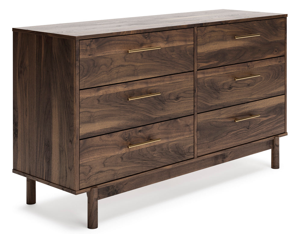 Calverson Mocha Wood 6Drawer Dresser Aetna Stores