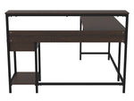 Camiburg Warm Brown Wood/Black Metal L-Desk