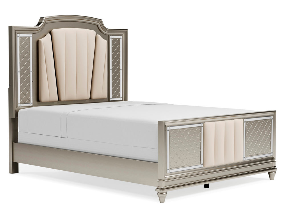 Chevanna Cream/Platinum Queen Panel Bed