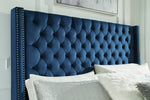 Coralayne Blue Vevet Queen Bed