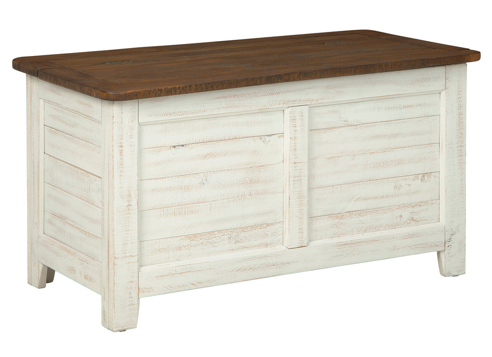 Dashbury Antique White/Brown Storage Trunk